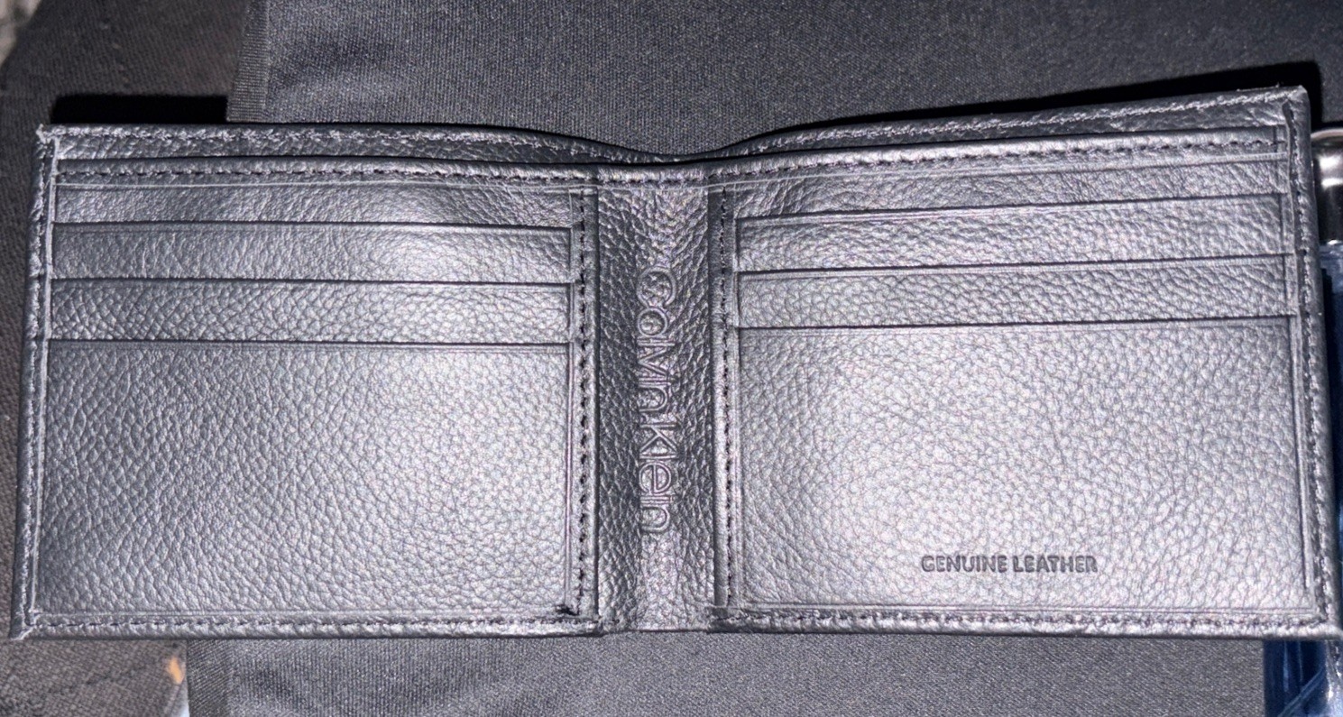 CALVIN KLEIN Bifold billfold Black Leather Men's 8 card pocket Wallet thumbnail 2