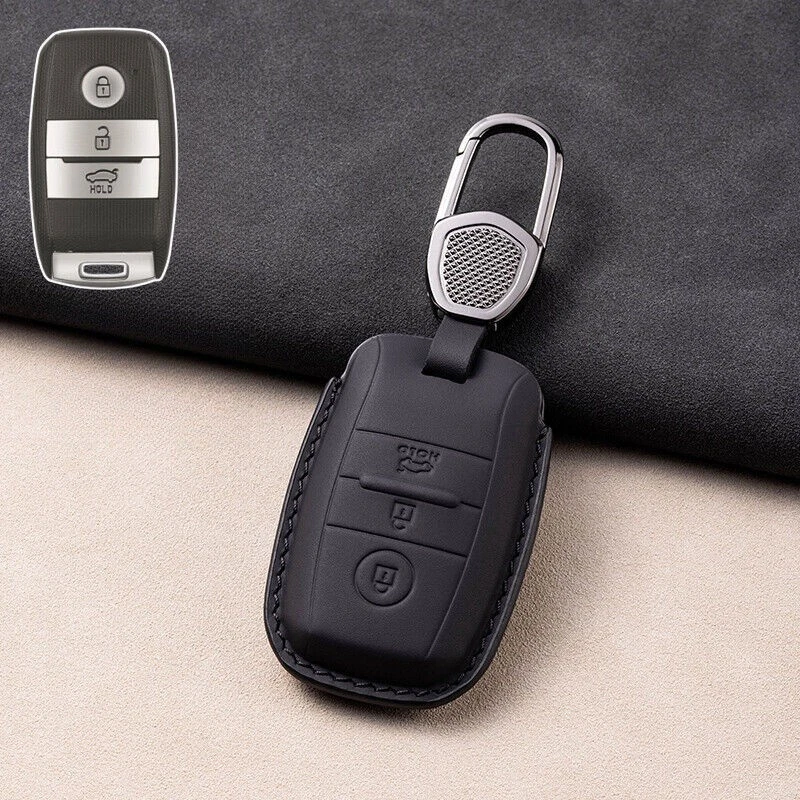 Funda de cuero genuino para llave de coche para Kia Sedona Sportage K3 Picanto Rio Optima Foto 3 de 4