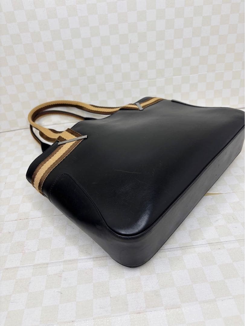 GUCCI GG Sherry Line Tote Hand Bag Magnetic Leather Canvas Black Silver Hardware thumbnail 21