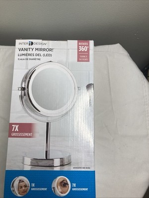 Inter Design LED Lighted Vanity Mirror 7X Magnification 4.5'' X 10'' *