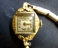 VINTAGE GOLD WRISTWATCH LADIES NASSAU SWISS MADE NOT WORKING FOR PARTS OR REPAIR