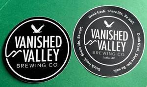 2 NEW VANISHED VALLEY BREWING BEER STICKERS LUDLOW MASSACHUSETTS BIRD HAWK