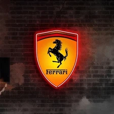 24"x16" Ferrari Logo Flex LED Neon Sign Light Lamp Bar Garage Artwork Show Gift