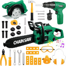 Kids Tool Set 36 PCS with Electric Toy Chainsaw Drill Circular Saw