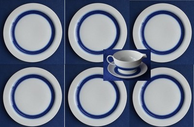 Thomas Rotunda Kobalt 6 Speiseteller Menuteller + Sauciere von Tapio Wirkkala
