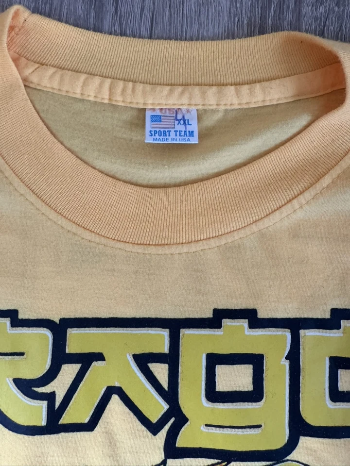 T-shirt homme XXL MADE IN USA jaune manches courtes impression dragon - Photo 3/4