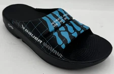 Oofos Bauer Slide Skeleton Sandals Women's 8 Blue Black Sport Recovery Slip-On