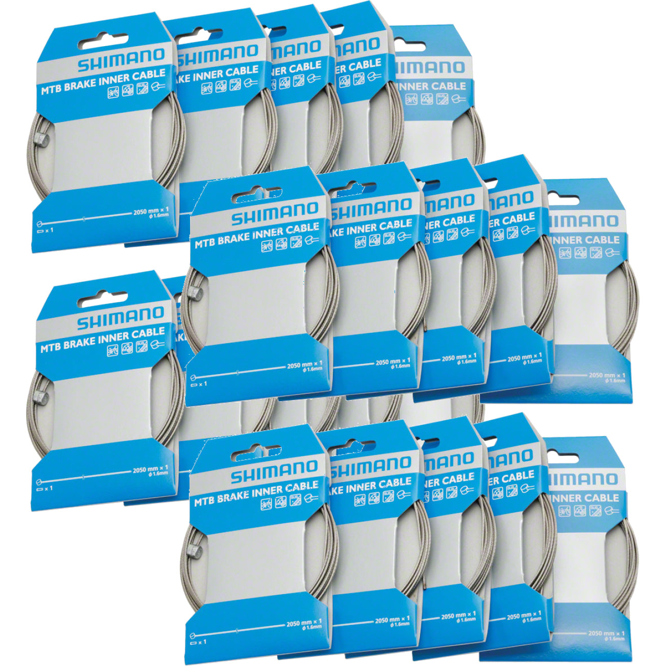2 Коробки по 10 штук тросы Shimano MTB и шоссейные тормозные тросы 16 x 2050 мм на монтажных платах 11690₽