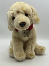 FAO Schwarz Golden Labrador Retriever Puppy Blonde Plush Stuffed Animal Dog 9"