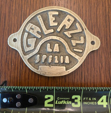Vintage Diving Helmet Cast Brass Breast Plate sign GALEAZZI La Spezia