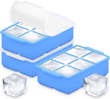 KitchFort Large Silicone Ice Cube Tray (3-Pack), Easy Release 1.9" Big Ice Cubes