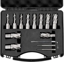 Annular Cutter Set,6/13 pcs Weldon Shank Mag Drill Bits,1/2" to 1-1/16" Cutting