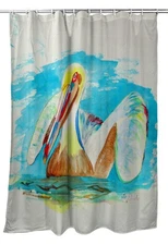 Betsy Drake Pelican in Teal Shower Curtain