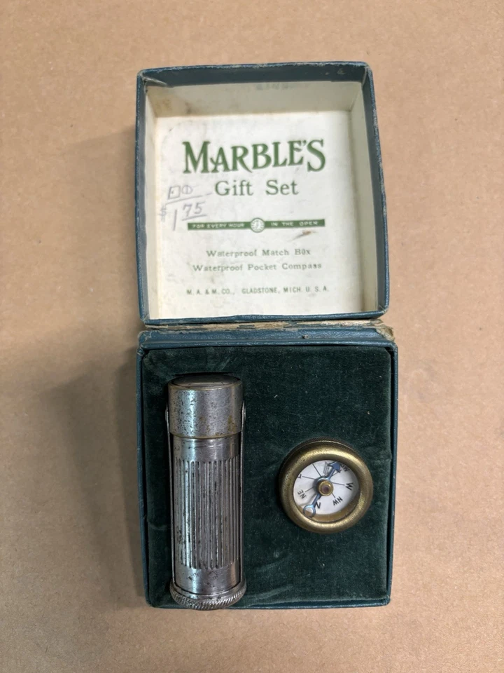 Vintage Marble’s Outer’s 301 Gift Set MSA 1930’s Compass Match Box Gladstone MI - Image 2 of 4