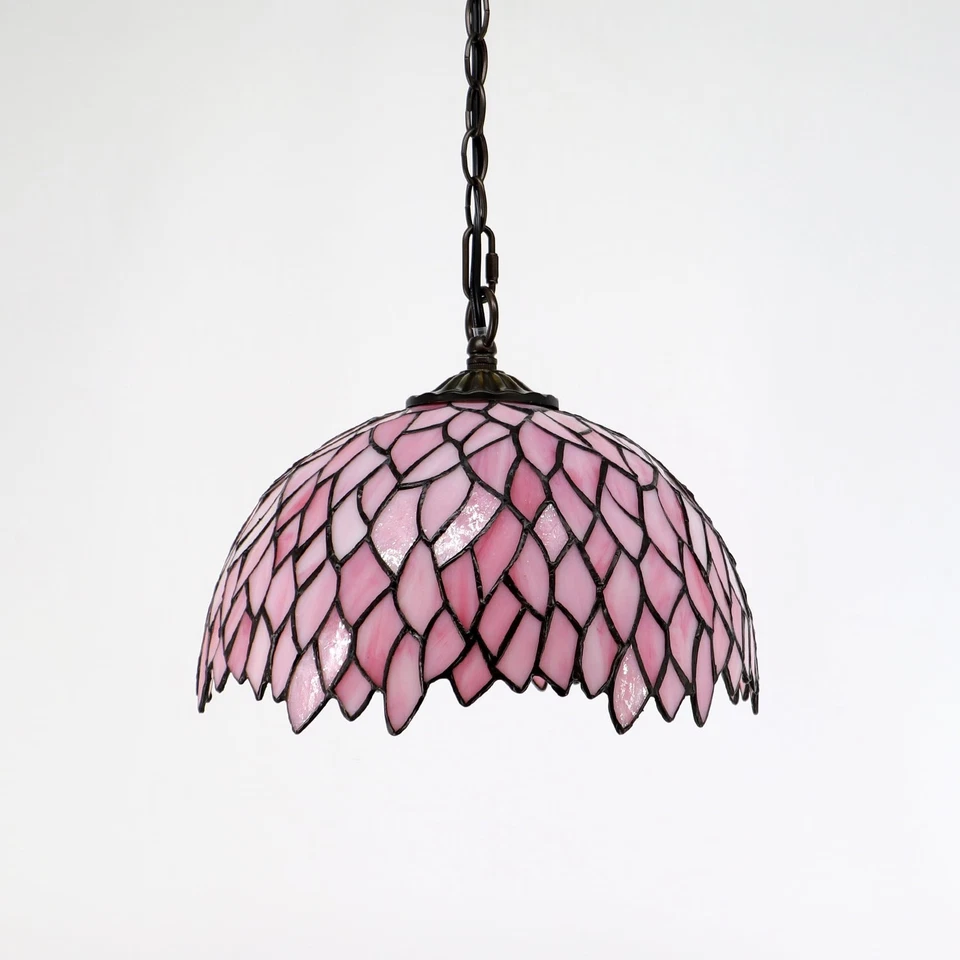 Витраж штепсельная вилка в подвесной свет винтажный Swag лампа 12 X 12 X 180 дюймов розовый Lea... - Изображение 3 из 4