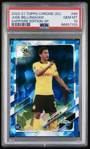 2020-21 Topps Chrome UCL Sapphire Jude Bellingham Rookie SP England RC PSA 10