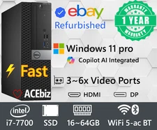 Dell Windows 11 pro Desktop Computer i7 up to 64 GB RAM SSD 4TB WiFi HDMI 7050