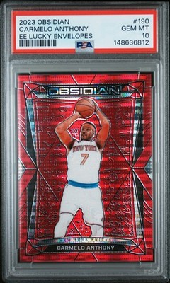 2023 PANINI OBSIDIAN ELECTRIC ETCH LUCKY ENVELOPES CARMELO ANTHONY 7/8 PSA 10