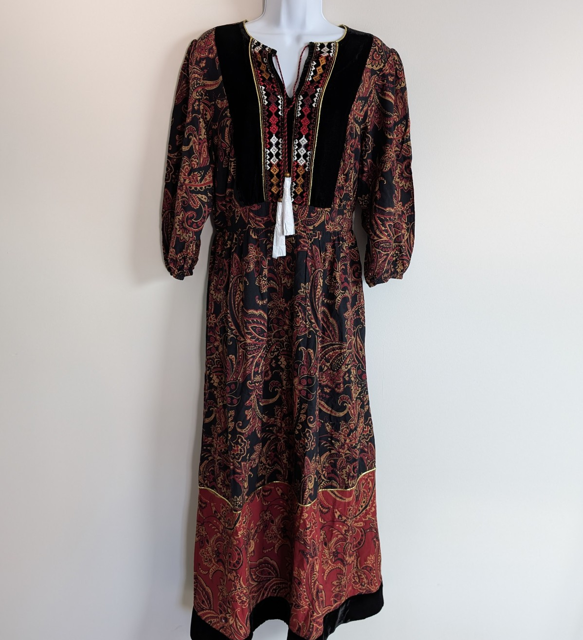 Soft Surroundings Maxi Dress Womens Small Quinn Dark Cottage Boho Velvet Whimsi