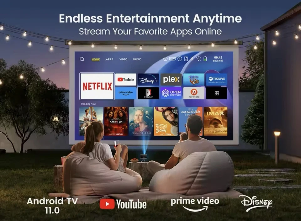 WiMiUS Mini-Projektor Android 11.0 DLP, UST, FHD 1080P, WiFi - Bild 2 von 4