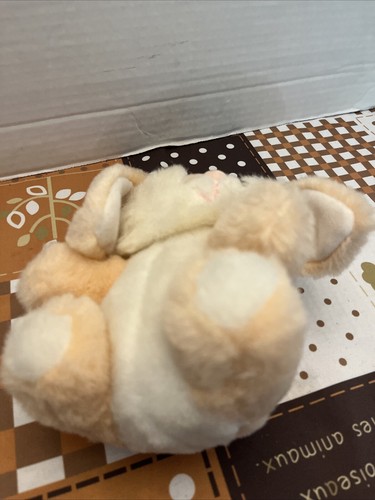 Vintage 90s Small Peach & White Long Ear Bunny Rabbit Plush Easter Figure Toy - Picture 2 of 4