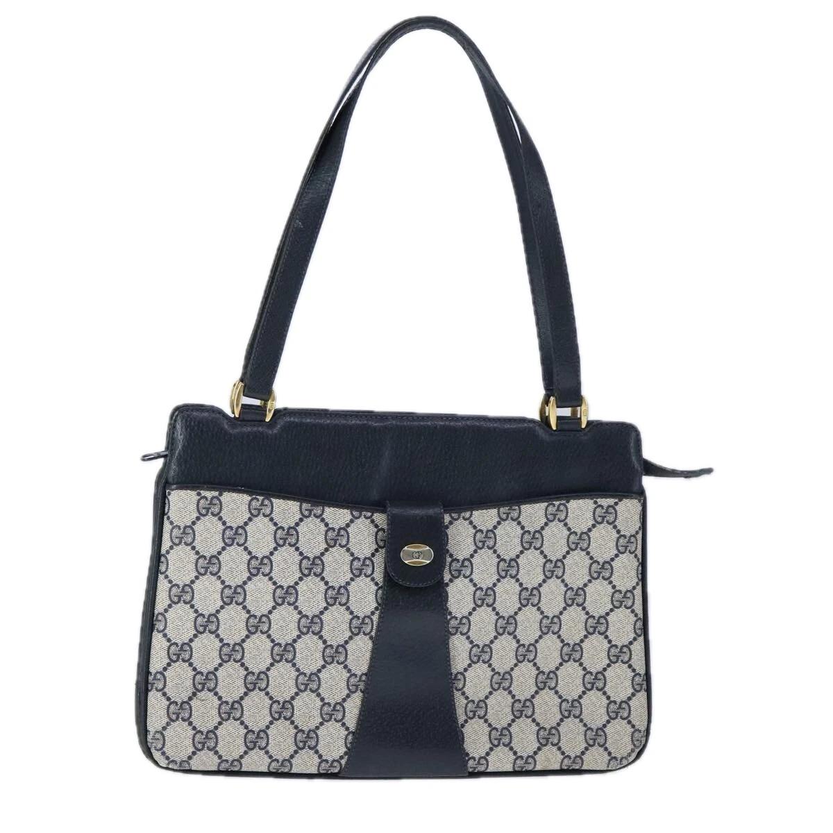 Sac à bandoulière GUCCI GG Supreme PVC cuir marine or 86 02 021 authentique 106806