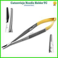 TC Castroviejo Straight Needle Holder Forceps Surgical Suture Instruments CE