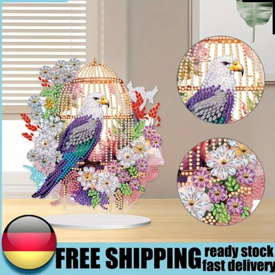 Round+Special Shape Desktop Diamond Art Kits Flowers Bird Cage for Office Decor