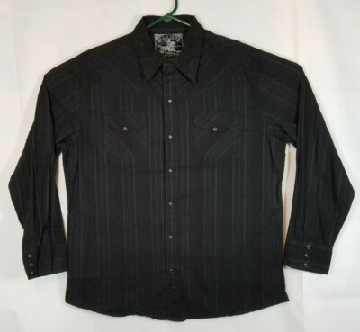 Mens Ely 1878 Western LONG SLEEVE PLAID Shirt XL Pearl Snap Buttons