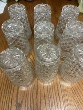 Nine 6-1/4” Vintage ANCHOR HOCKING WEXFORD Iced Tea Lead Crystal Tumblers