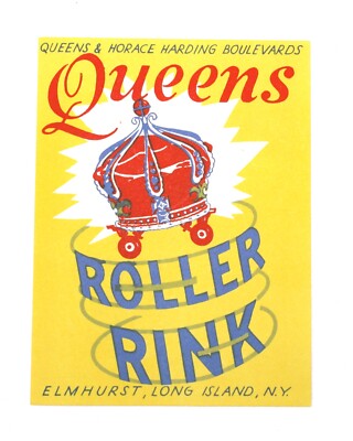 Vintage Queens Roller Rink Elmhurst Long Island, NY Sticker Decal Label