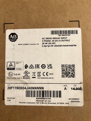 NEW IN STOCK FAST SHIPPING, 20F11ND034JA0NNNNN PowerFlex Air Cooled 753 AC Drive