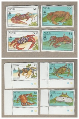 #ad Nevis 1990 Columbus Crabs Set of 8 Stamps Scott #606 13 MNH $4.25