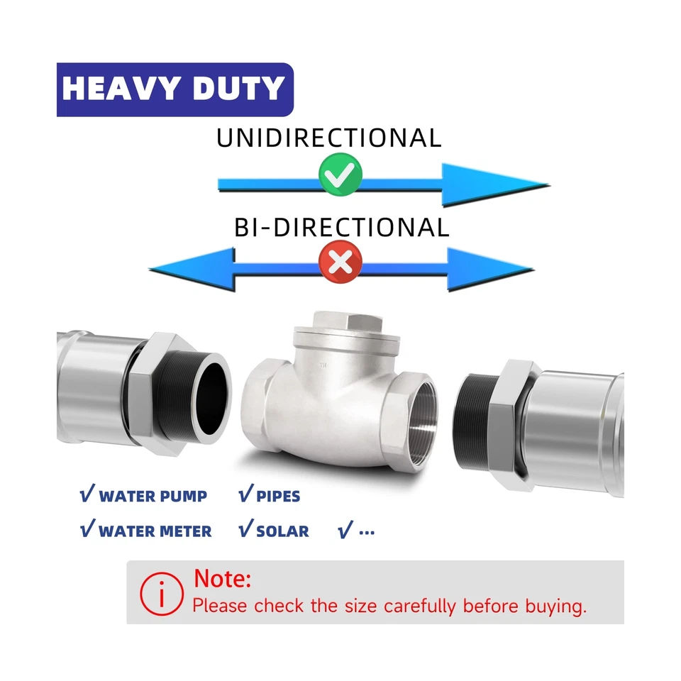 3" NPT Horizontal Check Valve, Stainless Steel Non Return Swing Check Valve, ... - Image 2 of 4