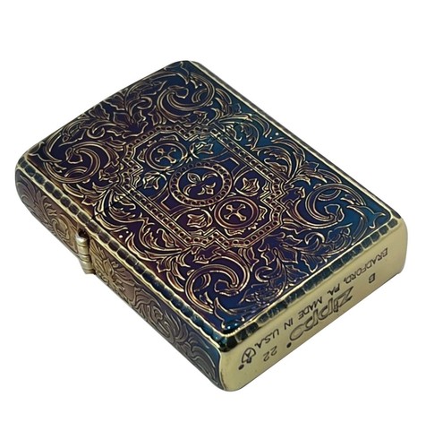Zippo Armor 5 Sides Arabesque Engraved Antique Brass MIB Rare - Picture 5 of 7