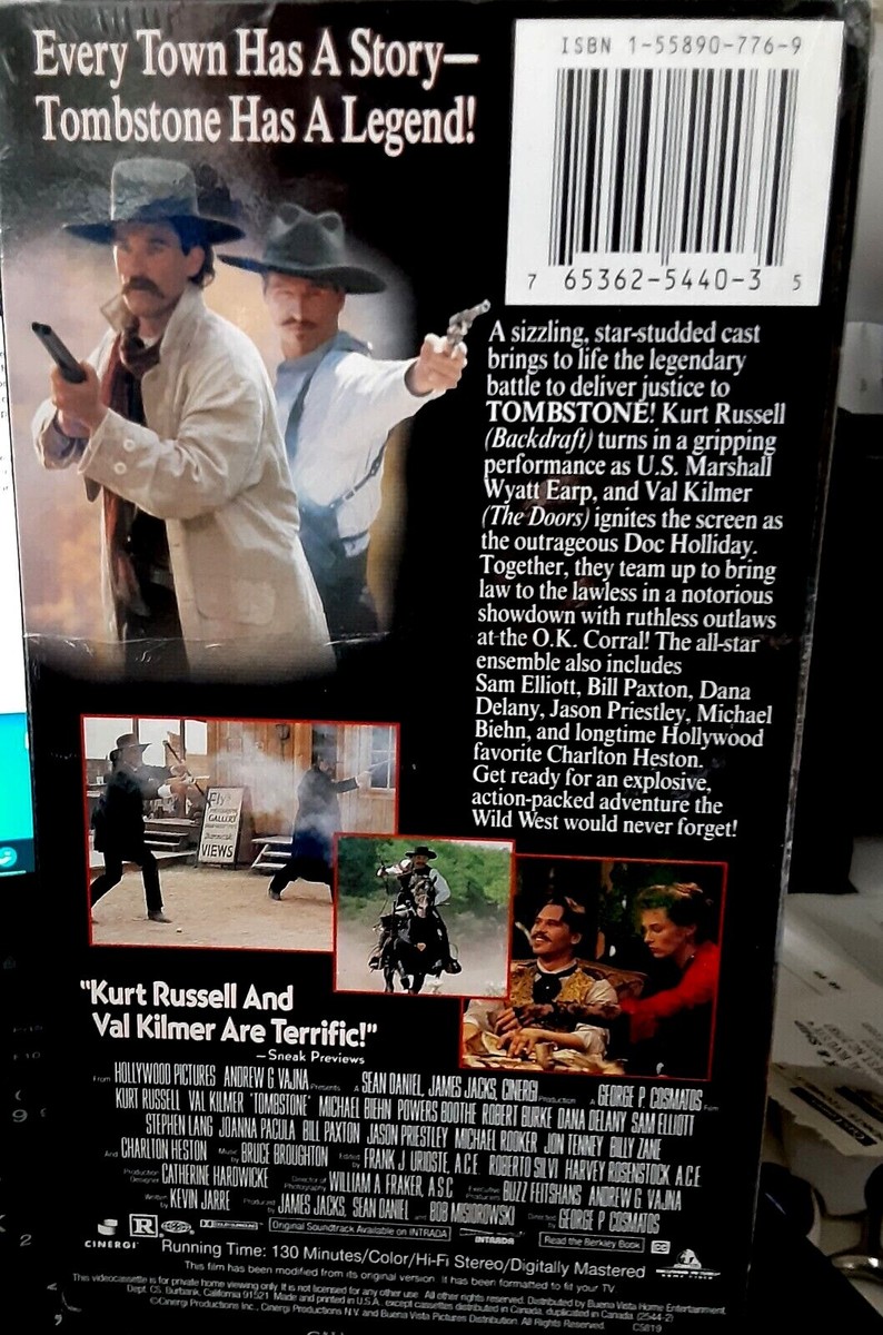 vhs new TOMBSTONE 1993 / 2003 FACTORY SEALED WATERMARKS Kurt