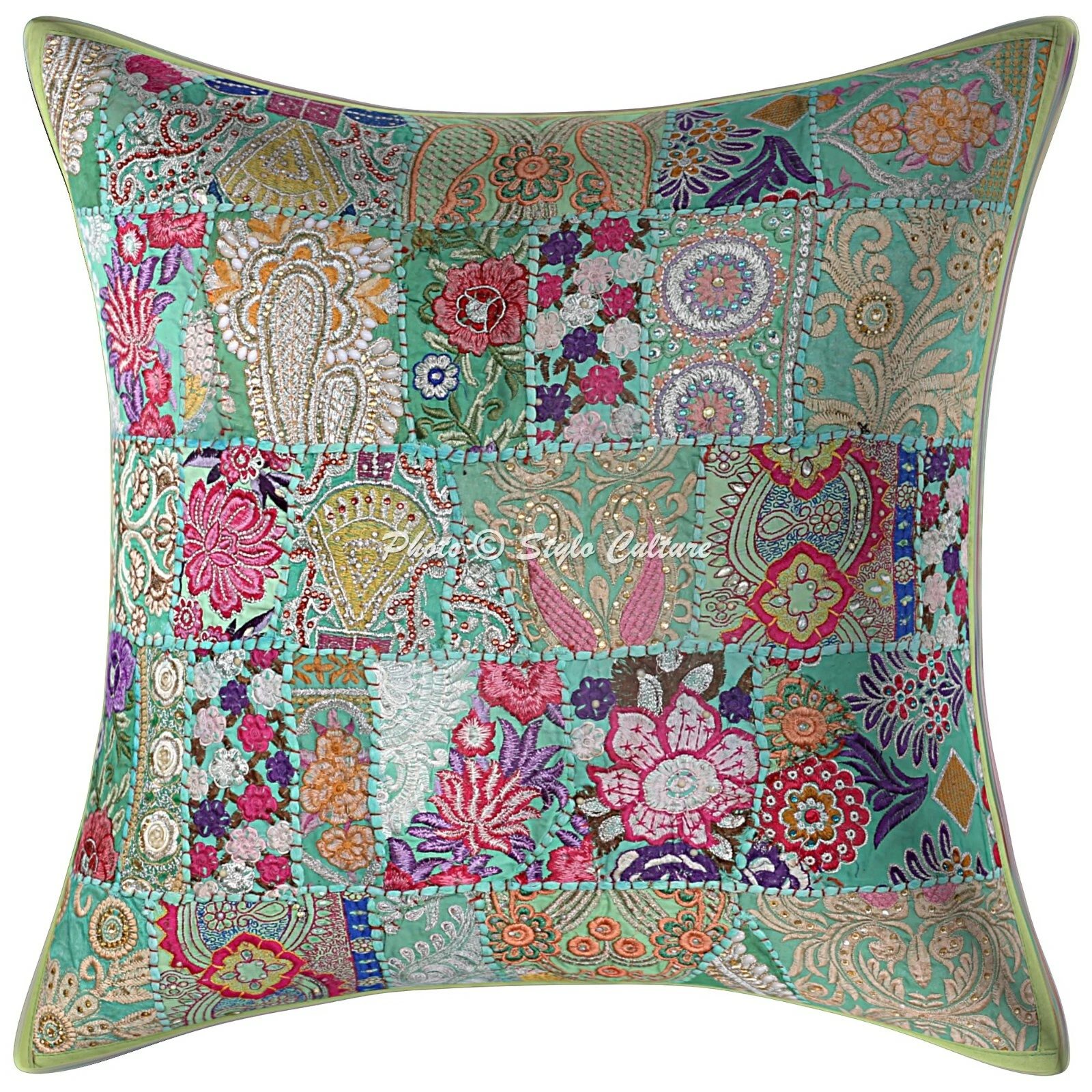 Ethnic Cushion Cover 60x60 cm Patchwork Cotton 24x24 Inch Throw Pillow Cover