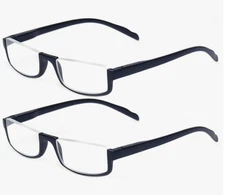 Kerecsen 2 Pair Half Moon Frame Reading Glasses Spring Hinge Men Women 3.5 Diopt