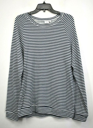 Onia Herren blau weiß Rundhalsausschnitt Dave Raglan Streifen Druck Strick Sweatshirt M $ 95