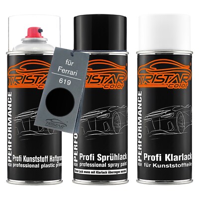 Autolack Spraydosen Set für Kunststoff Stoßstange für Ferrari 619 Nero Profondo