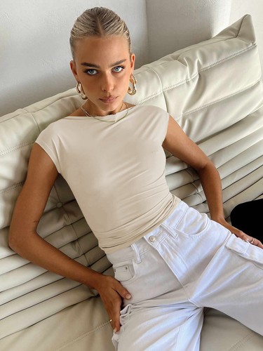 Womens Backless Tops Open Back Shirts Summer Crop Tops Short Sleeve T-Shirt - Picture 26 of 54
