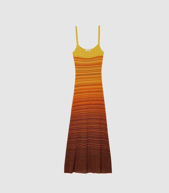 NEW Sandro Knit Slip Dress Contrasting A-line Midi Dress