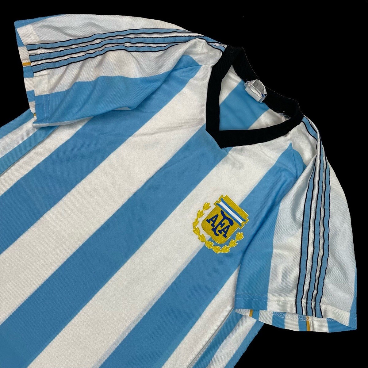 Rare Vintage 90s Adidas AFA Argentina Striped Soccer Futbol Jersey 