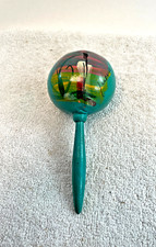 VTG Colorful Hand Painted Maraca Musical Shaker Mexico Souvenir 7"