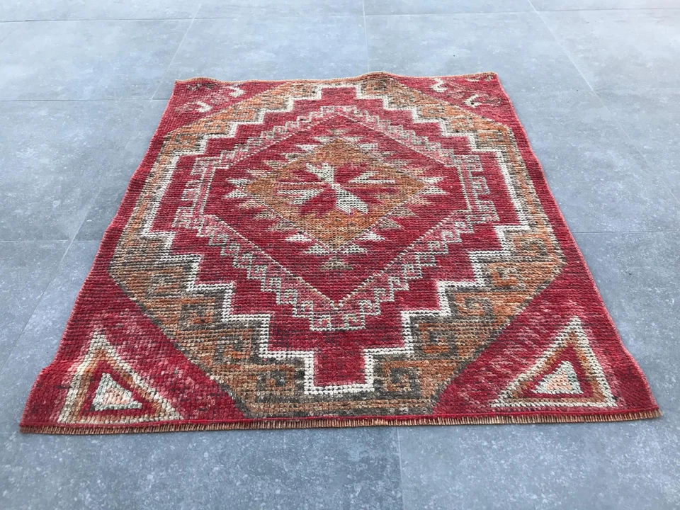 Turkish Antique rug Bohemian Area rug Oushak rug Vintage Rug Handmade Wool rug - Image 3 of 4