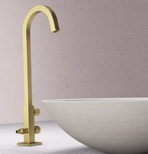 Brushed Gold Brass Outdoor Garden Basin Faucet Single Cold Dual Use Tall Tap