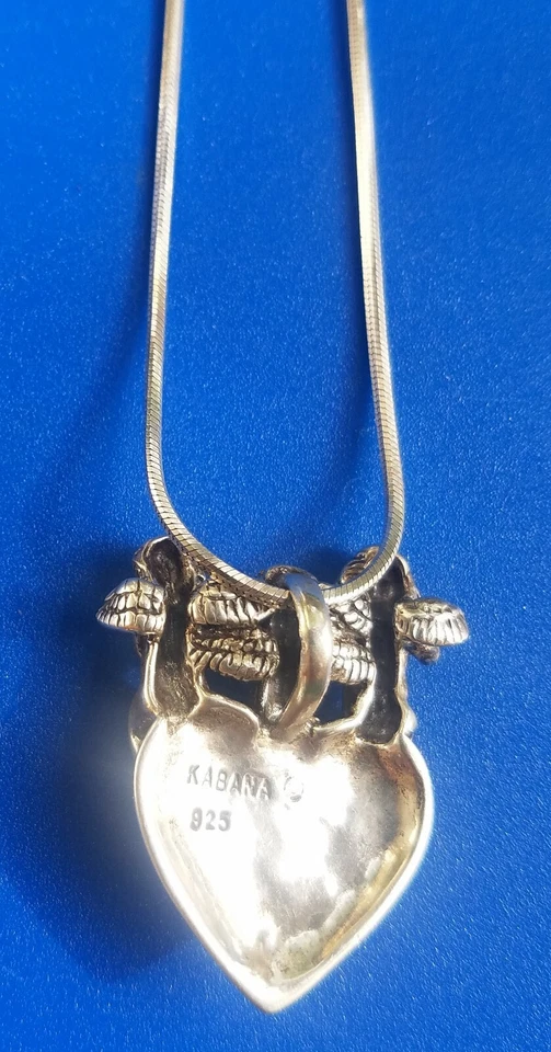 Vintage Sterling Silver KABANA 3 Angels Cherubs Pendant 21" Necklace No evils.  - Image 3 of 4