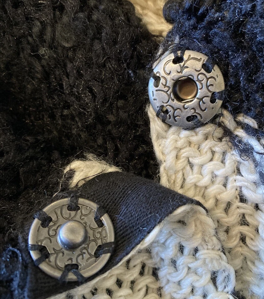 Free People Plumero Largo Cárdigan Suéter Chaqueta Blanco y Negro Bloque de Color Talla XS Foto 4 de 4