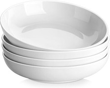 10" Large Pasta Bowls,56 OZ White Salad Bowls Soup Bowls,Porcelain Serving Bowls