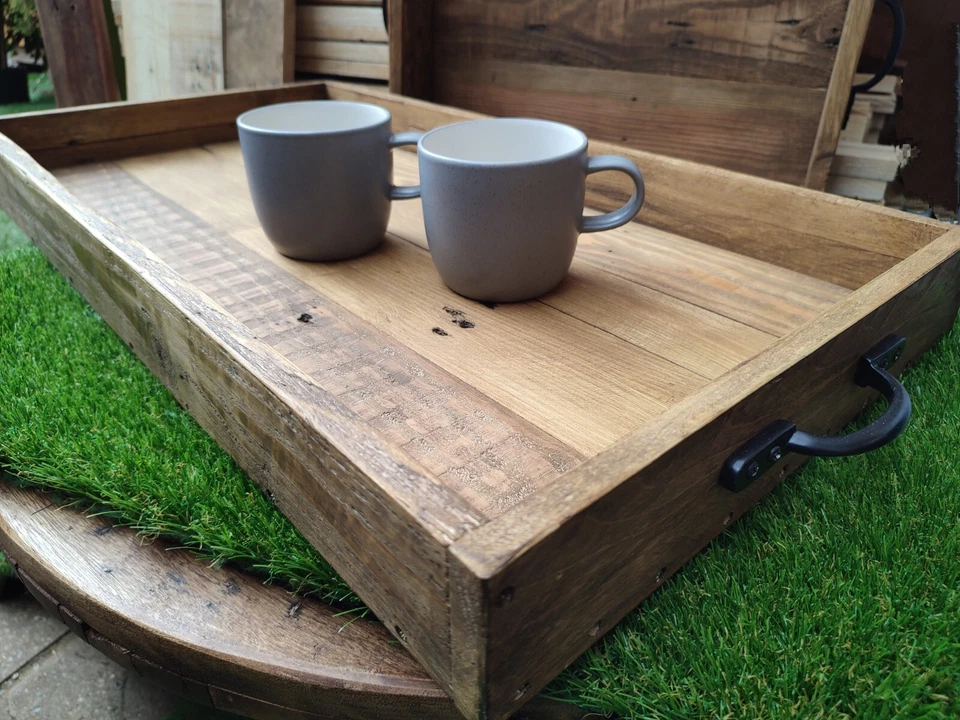 Rustic Reclaimed Wood Ottoman Tray/Farmhouse Tray / Serving Tray- Handmade - Image 3 of 4